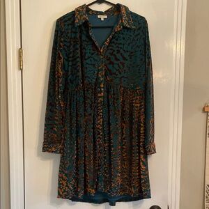 Teal and Brown Animal Print Dress